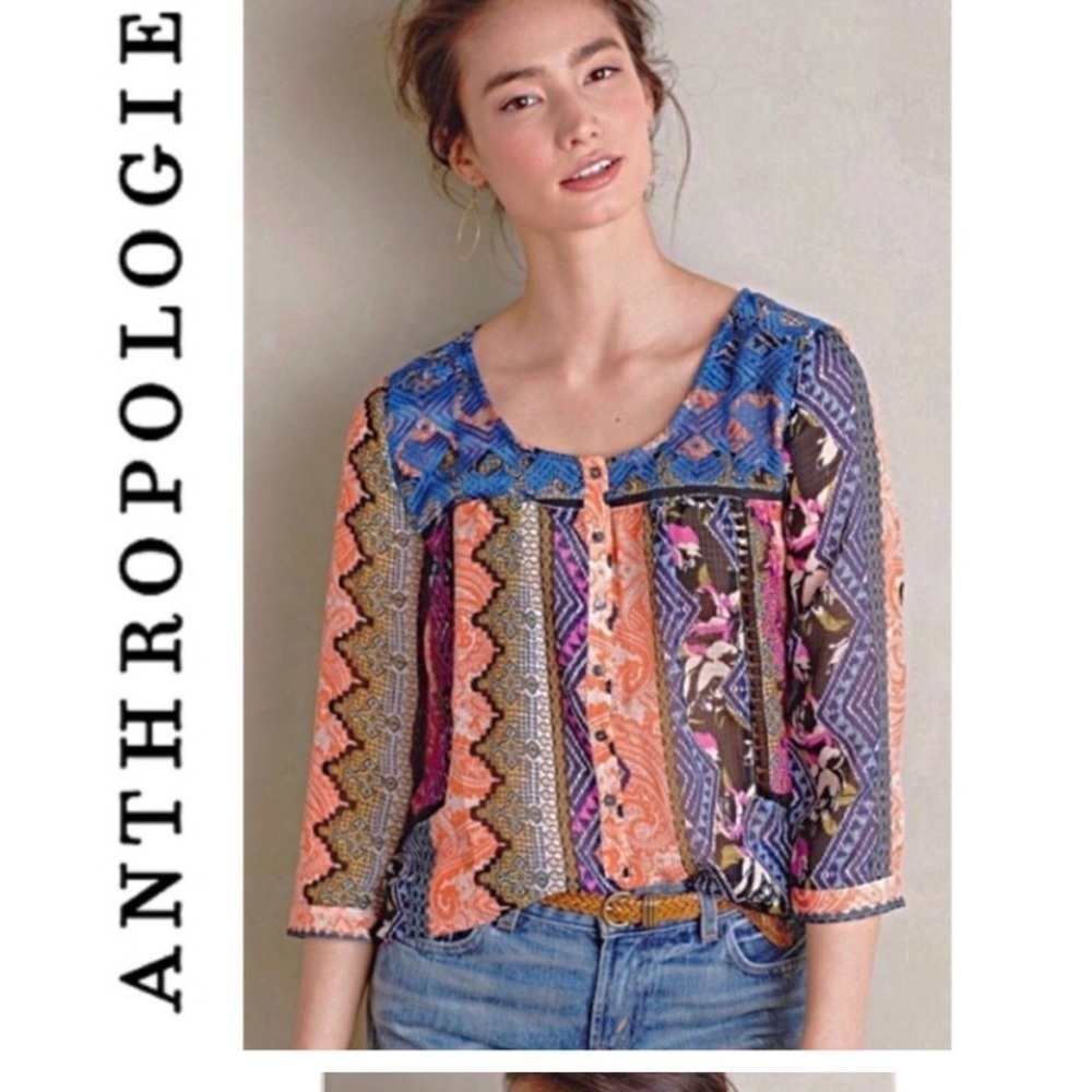 Multicolored Anthropologie blouse
